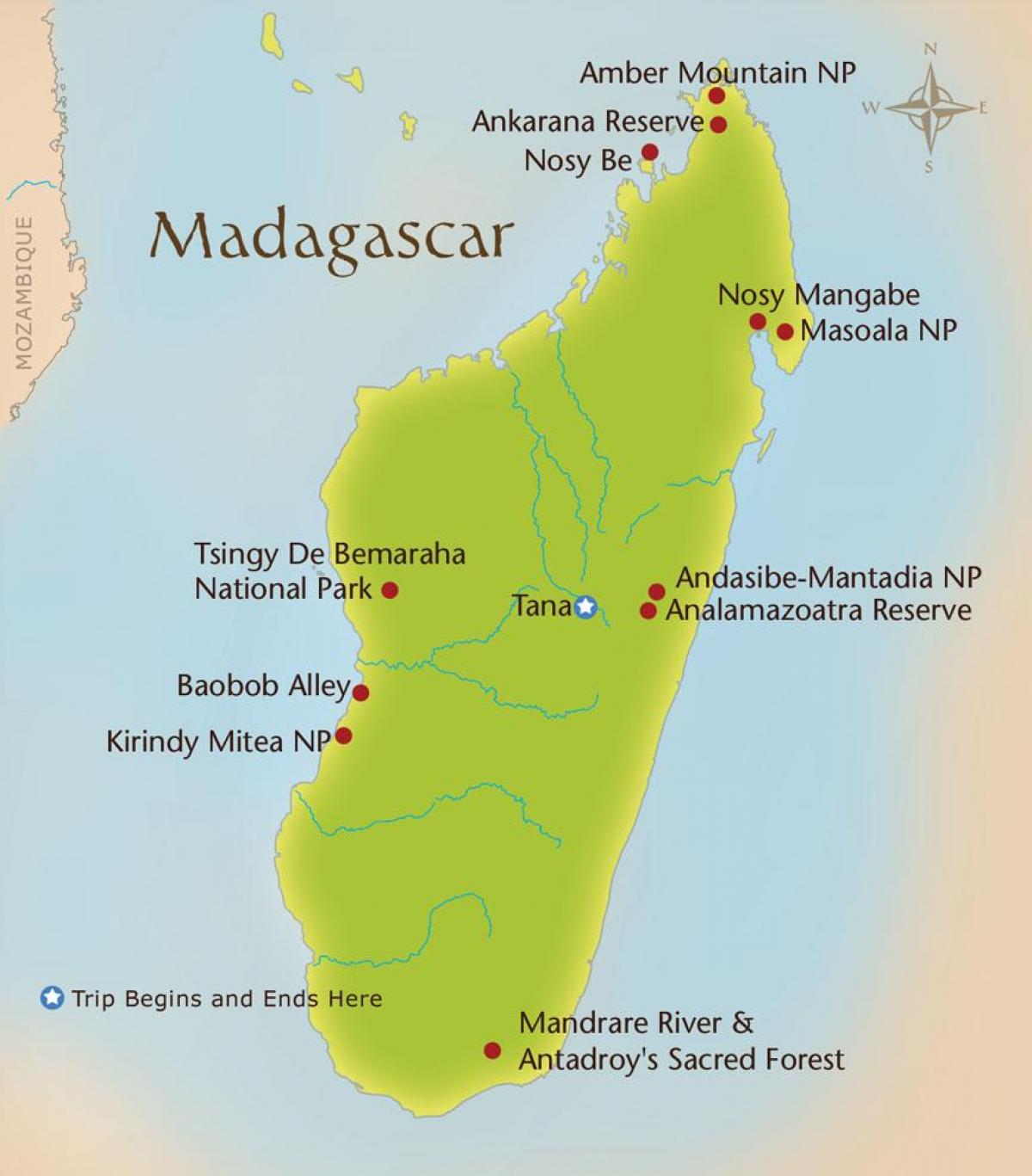 mapa de Madagascar muntanyes