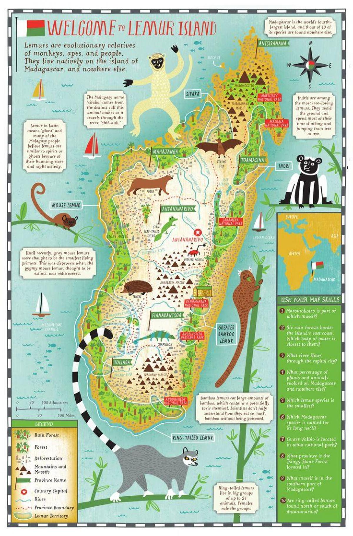 mapa de Madagascar mapa per a nens