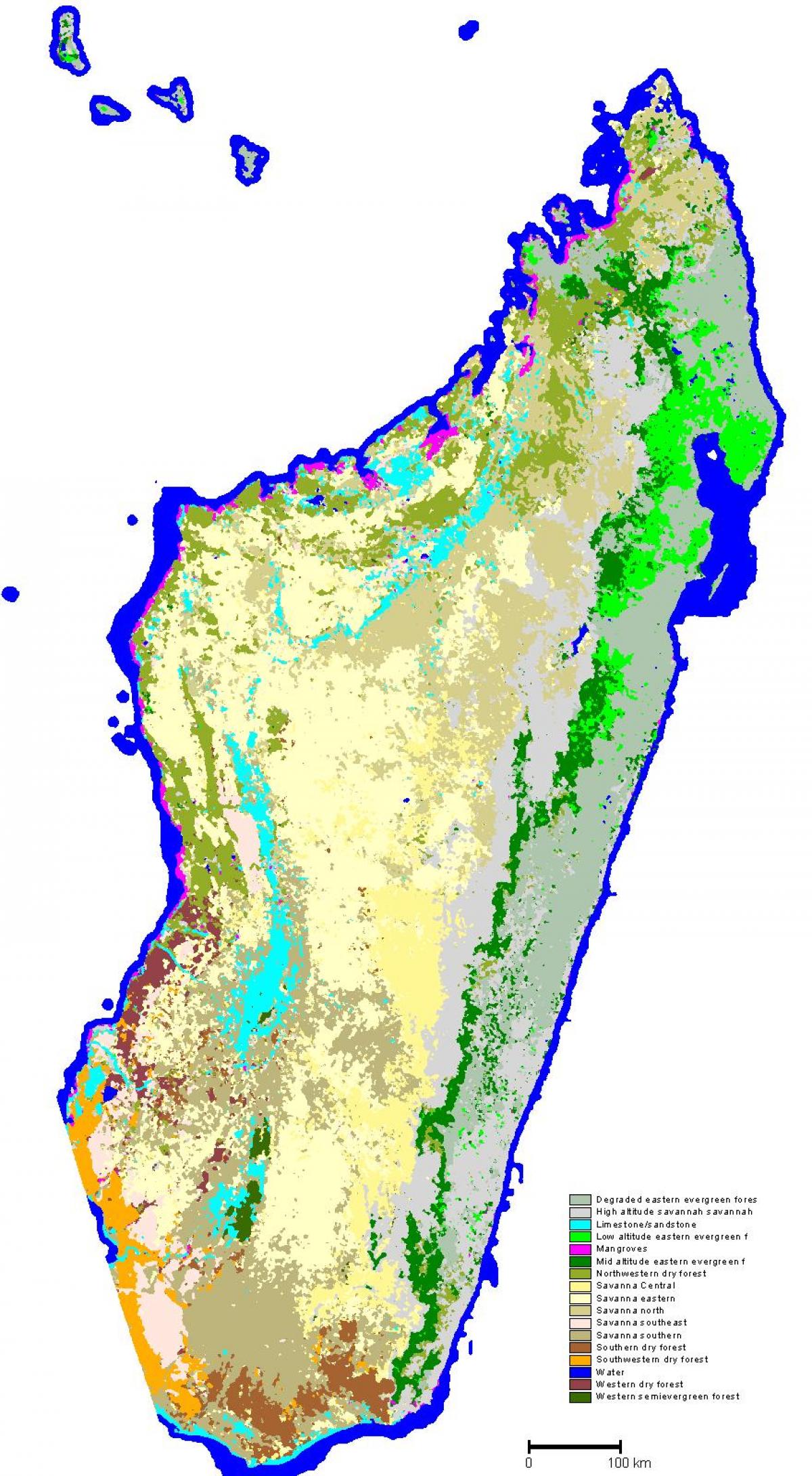 mapa de Madagascar vegetació