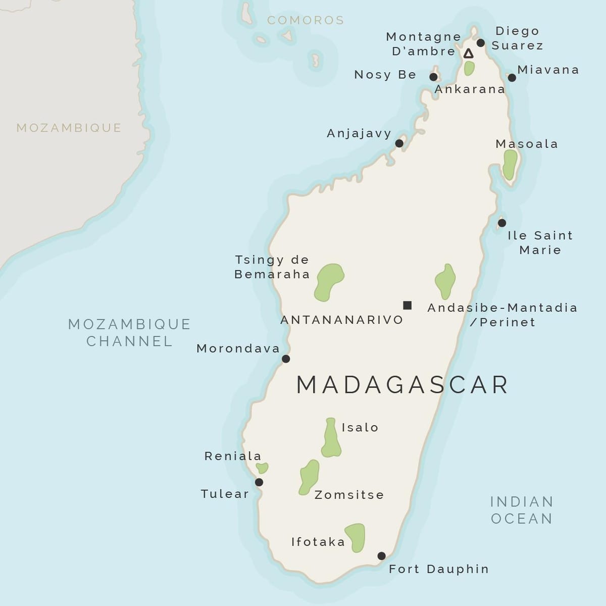 mapa de Madagascar i illes dels voltants