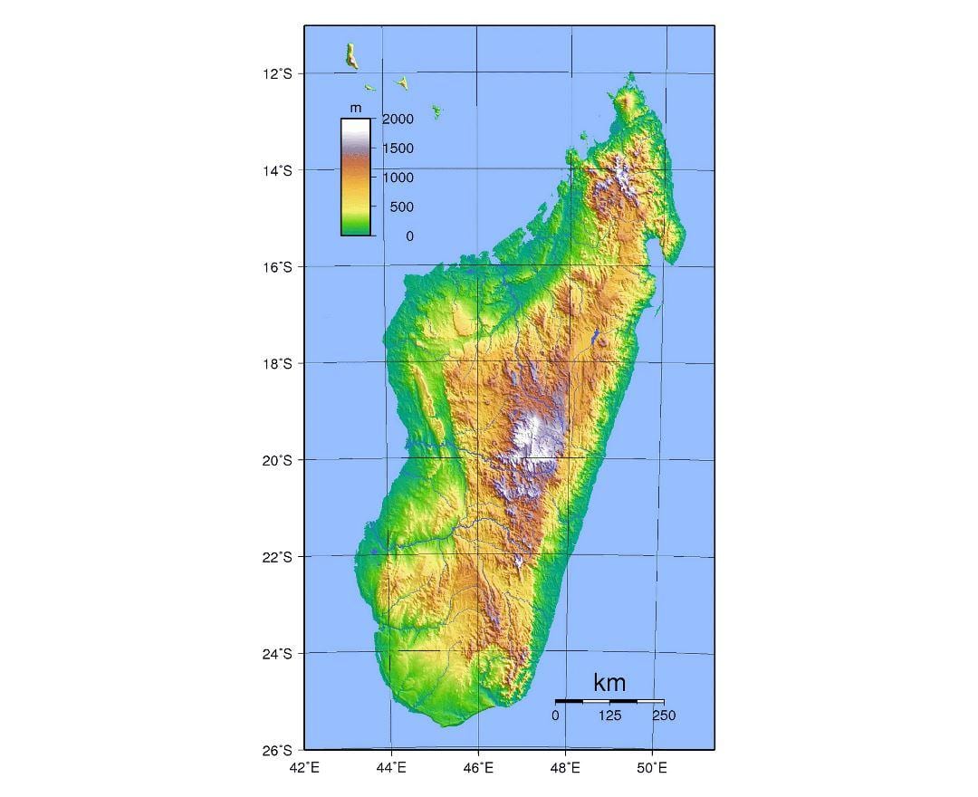 mapa de Madagascar elevació