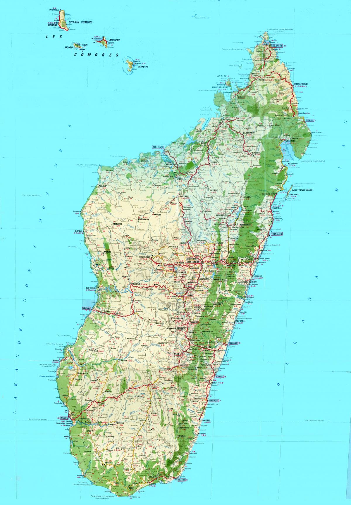 mapa de Madagascar topogràfic