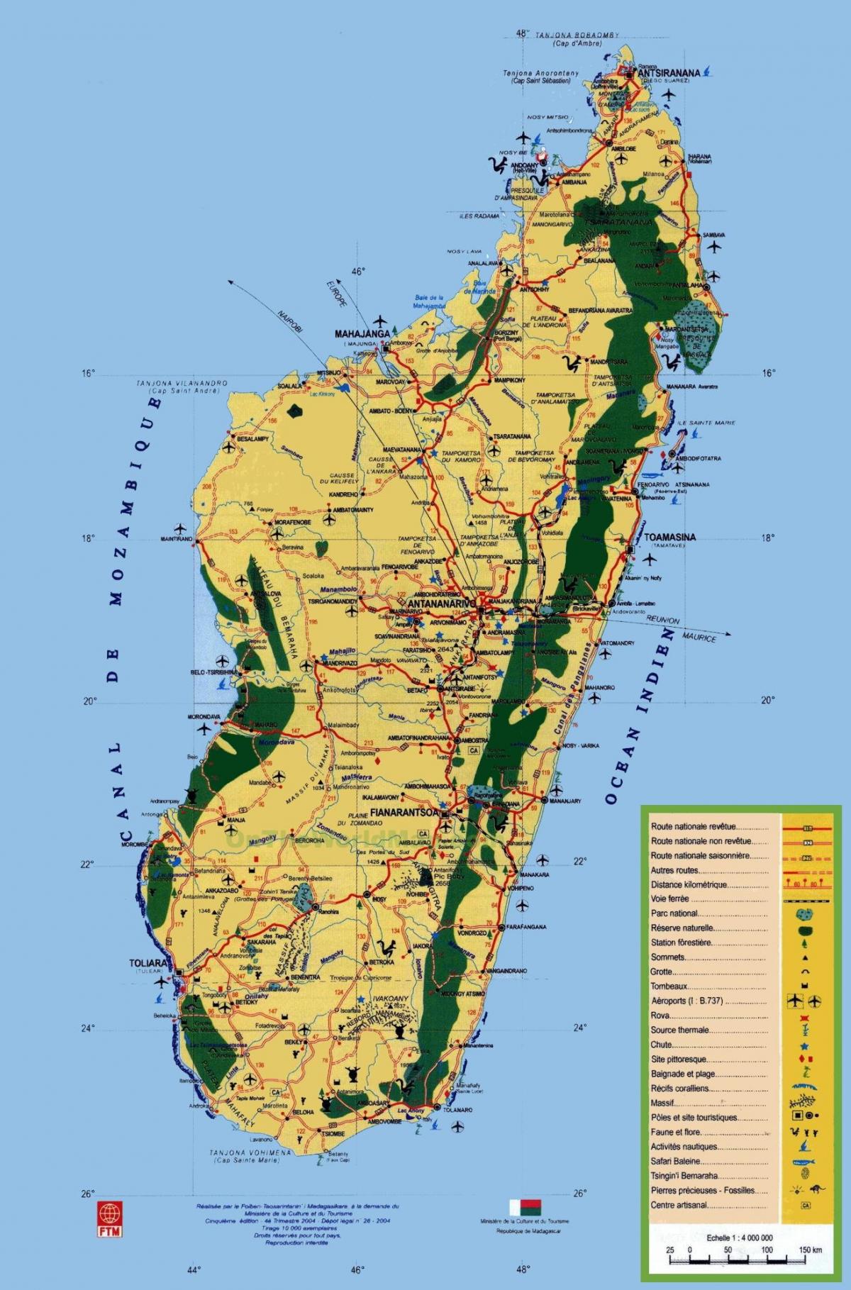 Madagascar atraccions turístiques mapa