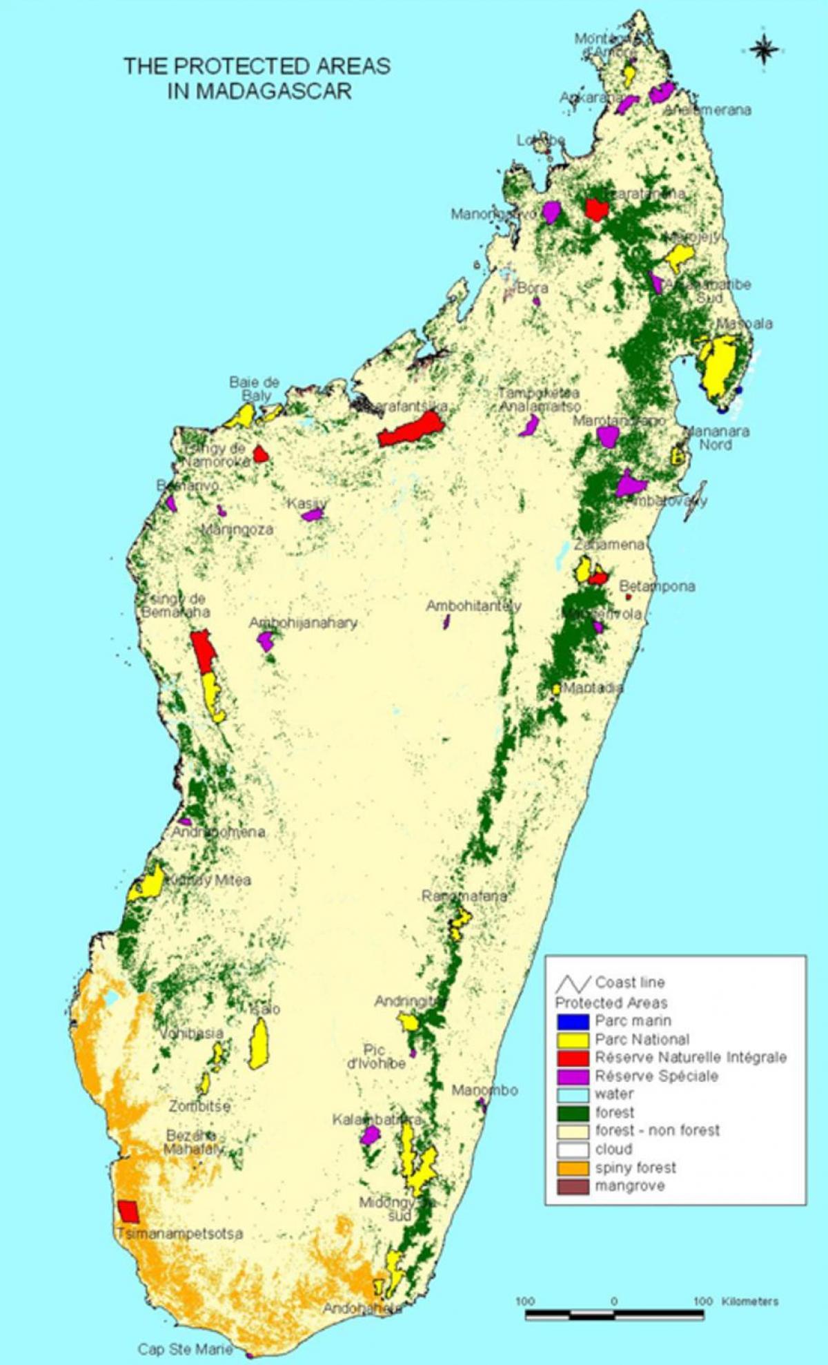mapa de Madagascar parcs nacionals