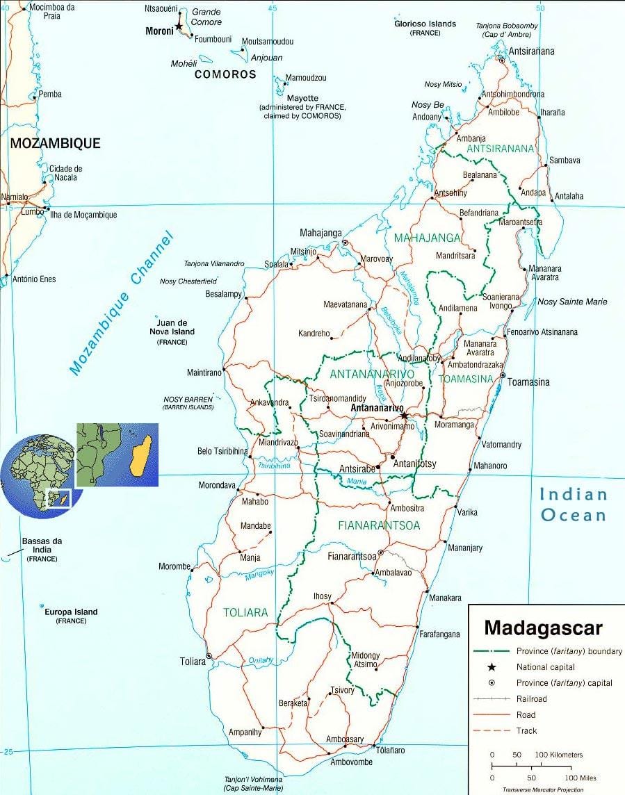 mapa de Madagascar riu