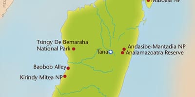 Mapa de Madagascar muntanyes