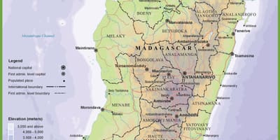 Mapa de física mapa de Madagascar